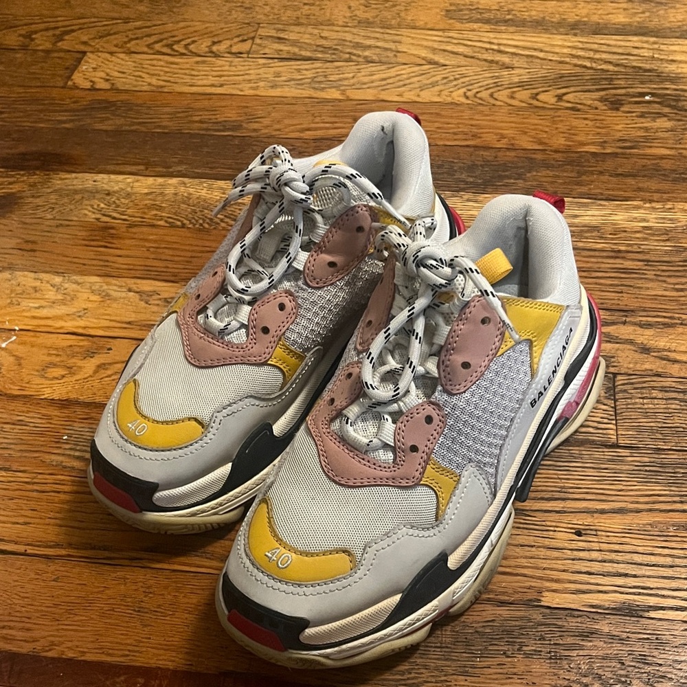 Balenciaga White and Yellow Sneakers